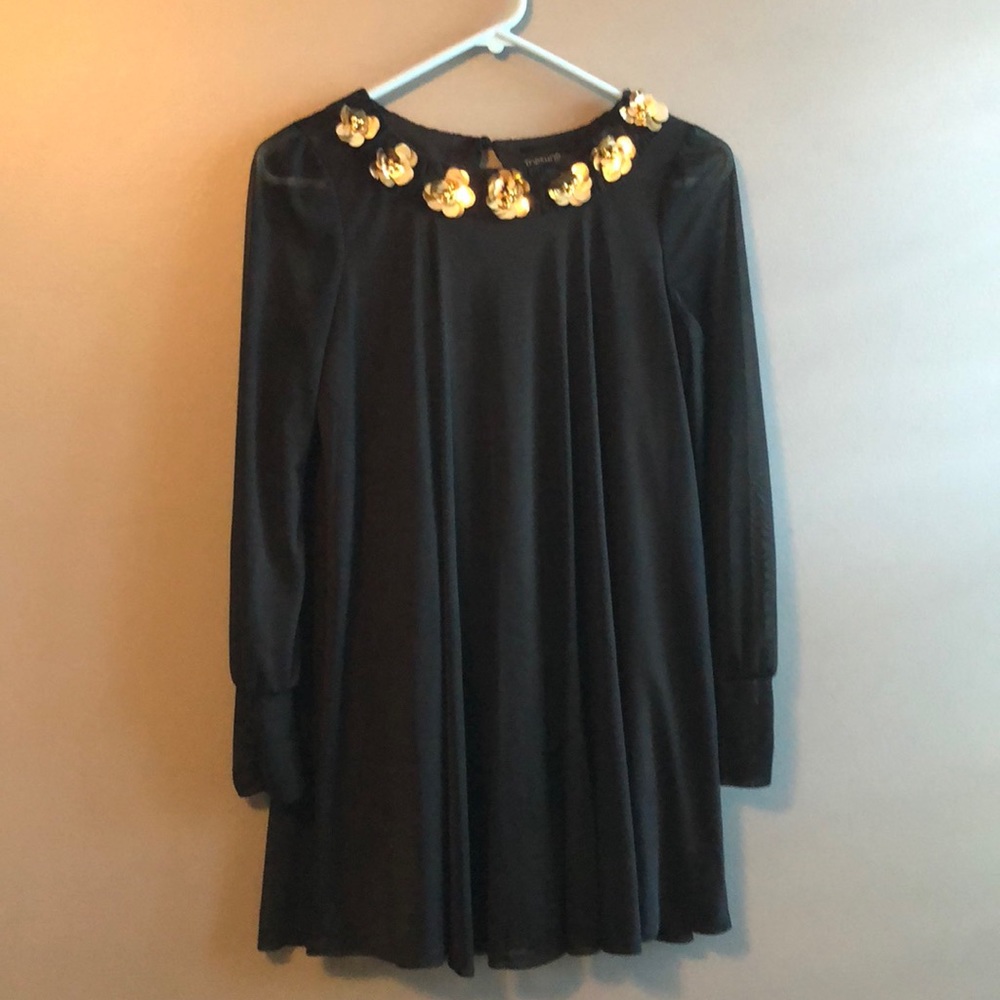 60’s style TopShop Long Sleeve Black Mini Dress